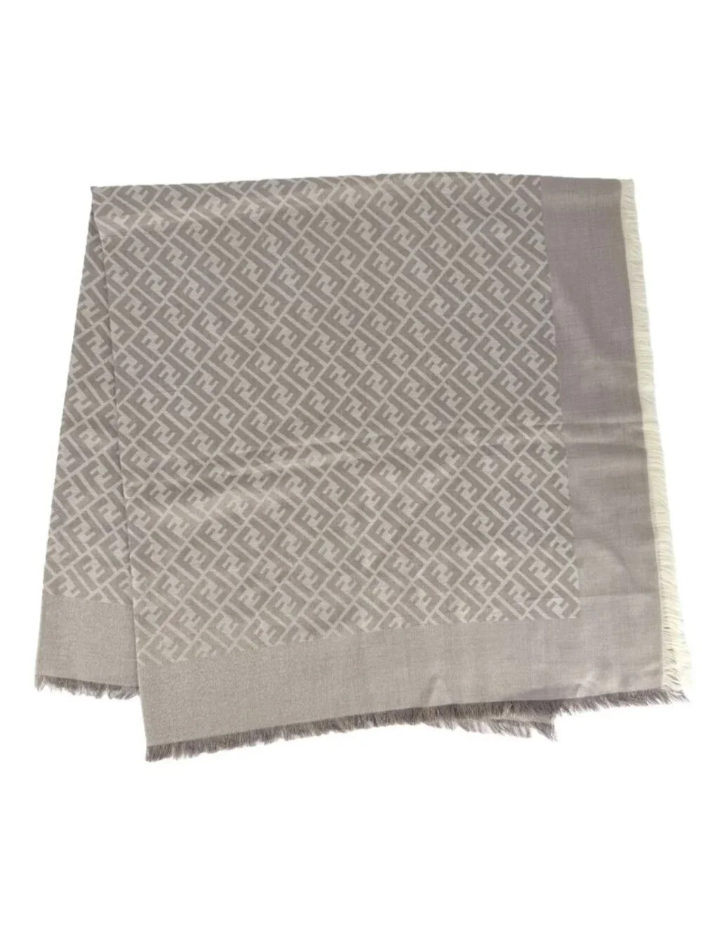 Fendi Scarf Zucca Shawl Large Wool Viscose Silk Beige